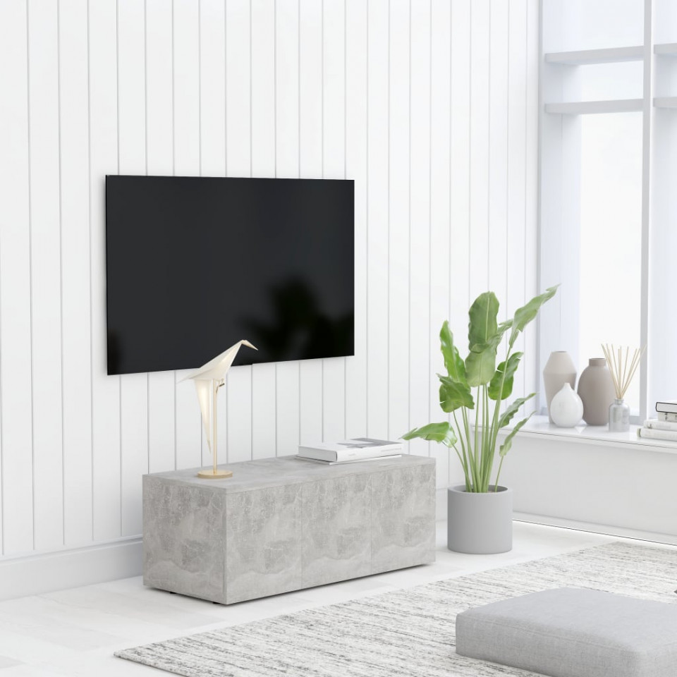 Comodă tv, gri beton, 80 x 34 x 30 cm, pal