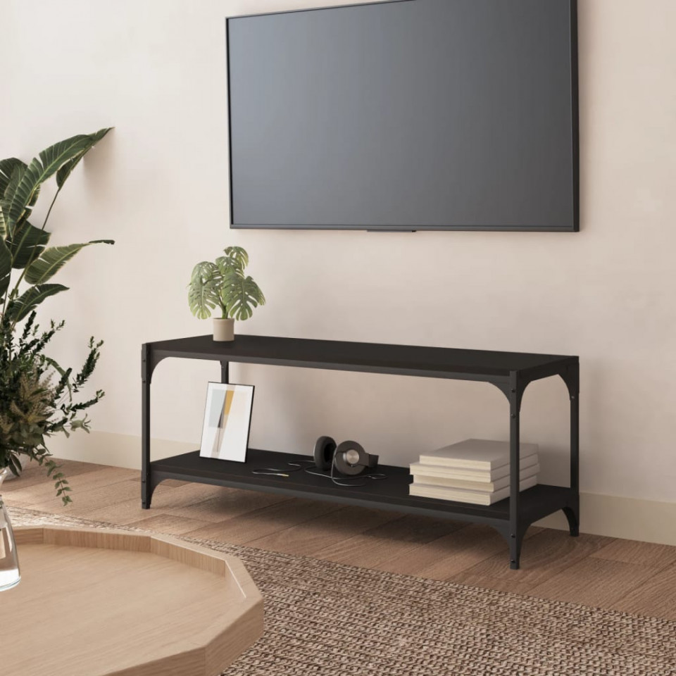 Poza Comoda TV, negru, 100x33x41 cm, lemn prelucrat si otel