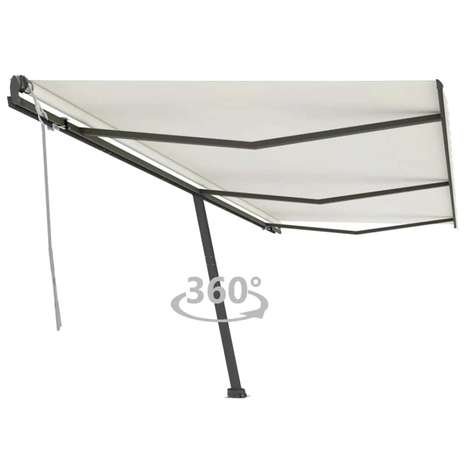 Copertină autonomă retractabilă manual, crem, 600x300 cm