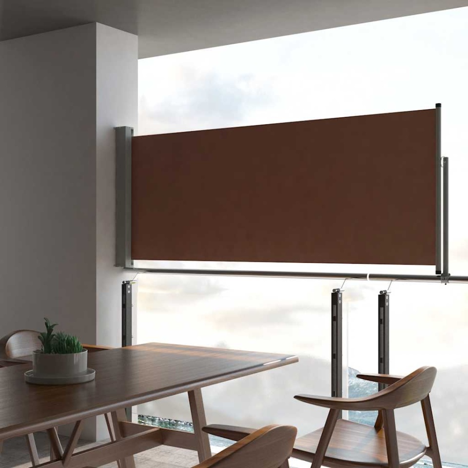 Copertină laterală retractabilă de terasă, maro, 100 x 300 cm