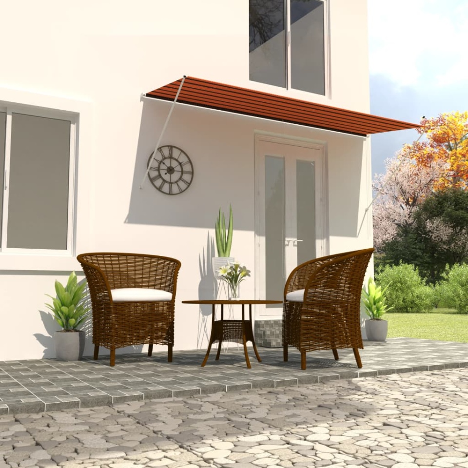 Copertină retractabilă, portocaliu și maro, 350 x 150 cm