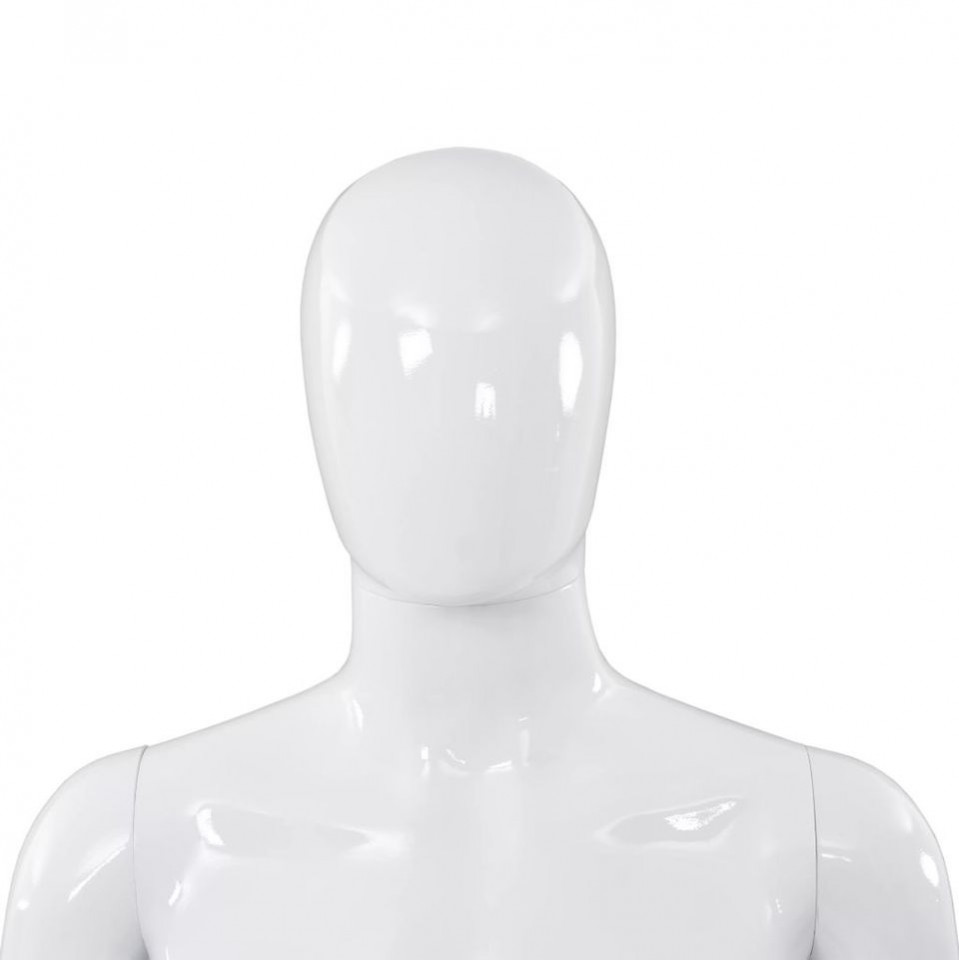 Corp manechin masculin, cu suport din sticlă, alb lucios 185 cm