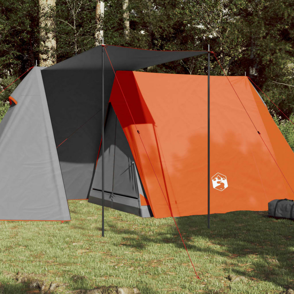 Cort camping 3 persoane gri/portocaliu 465x220x170cm tafta 185T