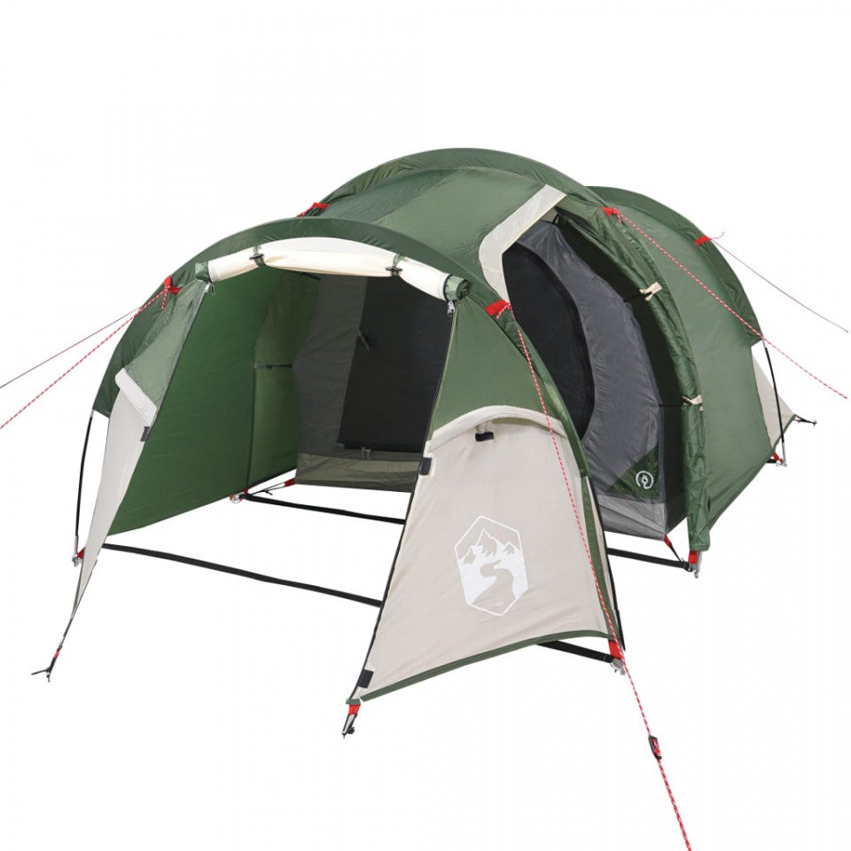 Cort de camping 3 persoane, verde, 370x185x116 cm, tafta 185T