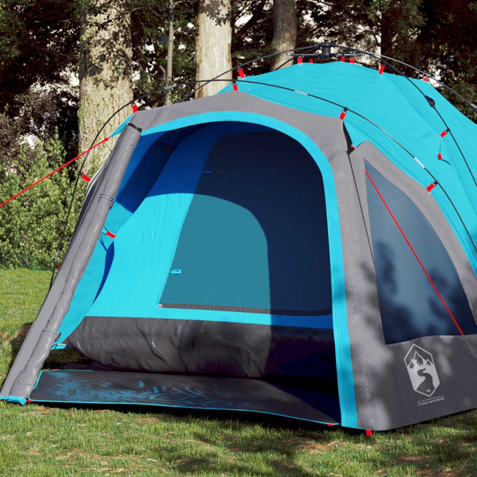 Cort de camping cupolă 3 persoane, setare rapidă, albastru