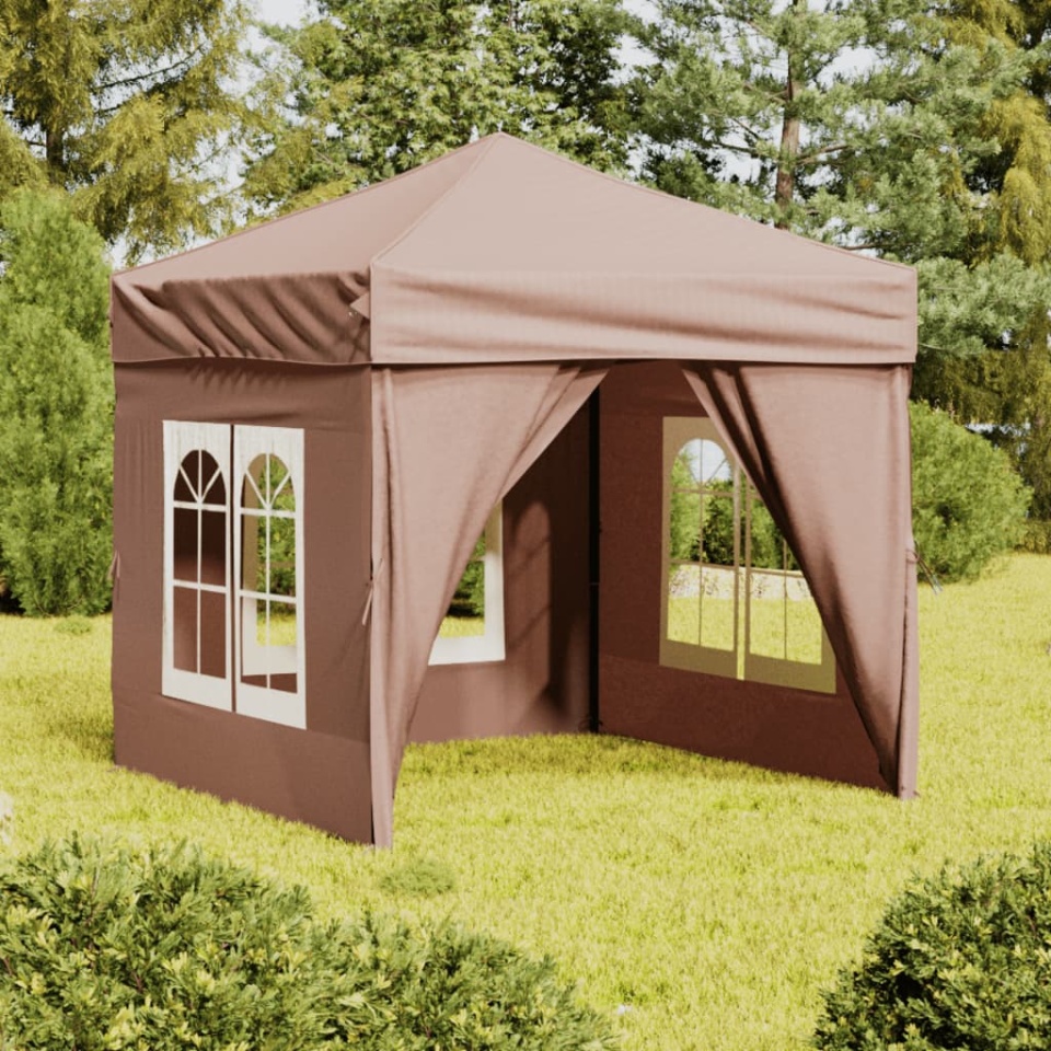 Cort pliabil pentru petrecere, pereți laterali, taupe, 2x2 m