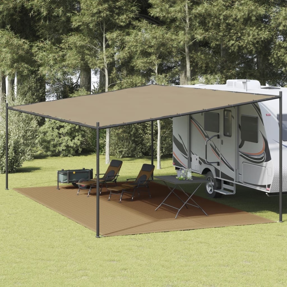 Covor pentru cort, gri taupe, 400x700 cm, HDPE