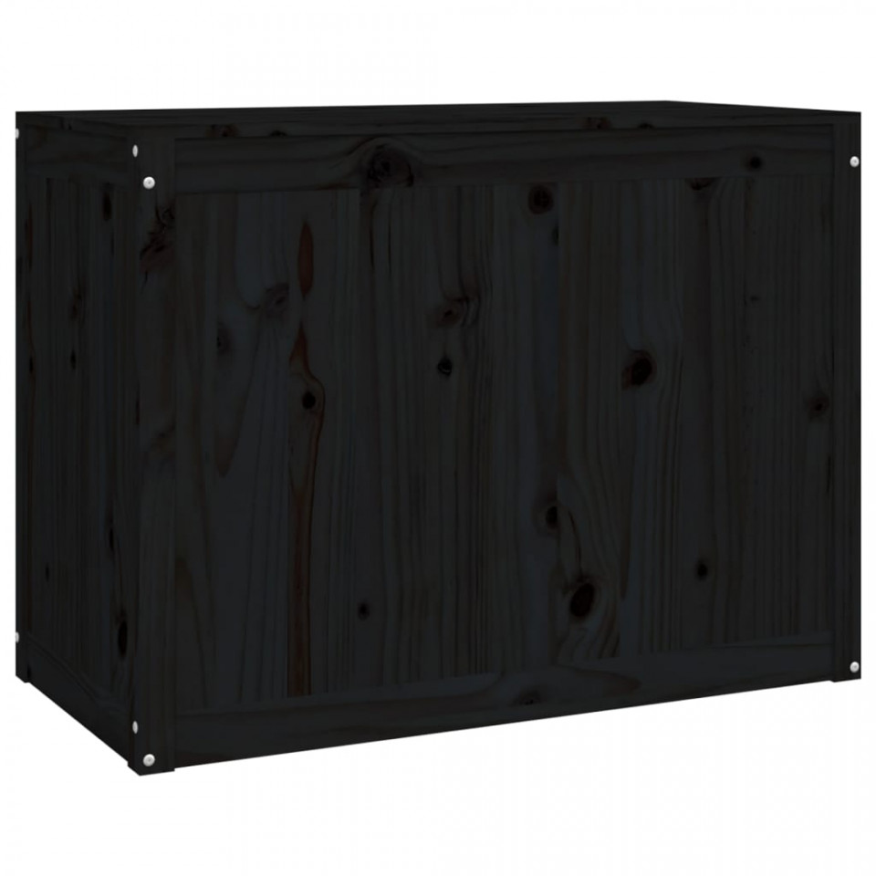Cutie de rufe, negru, 88,5x44x66 cm, lemn masiv de pin
