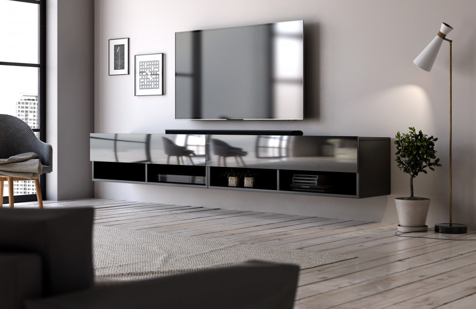 Derby 280 Tv Stand Black/Black High Gloss