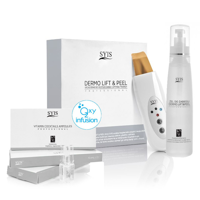 Dispozitiv Syis dermo lift & peel skin scrubber spatula de aur + cosmetice syis