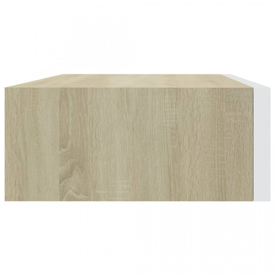 Dulap de perete cu sertar, alb și stejar, 40x23,5x10 cm, MDF