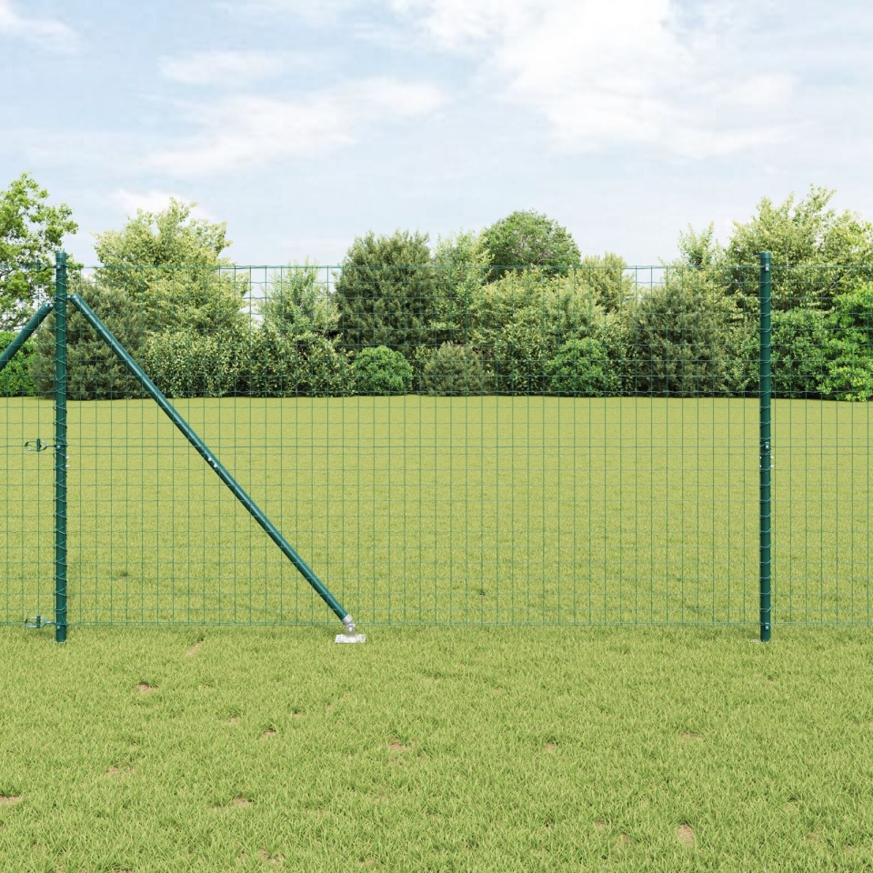 Euro Fence cu 7 stâlpi cu vârf 1.4x10 m Oțel galvanizat Verde