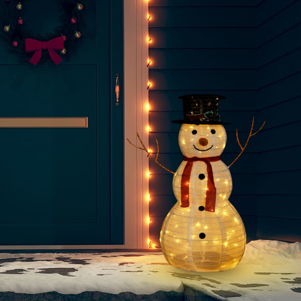 Figurină decorativă Crăciun om de zăpadă LED țesătură lux 90 cm casa