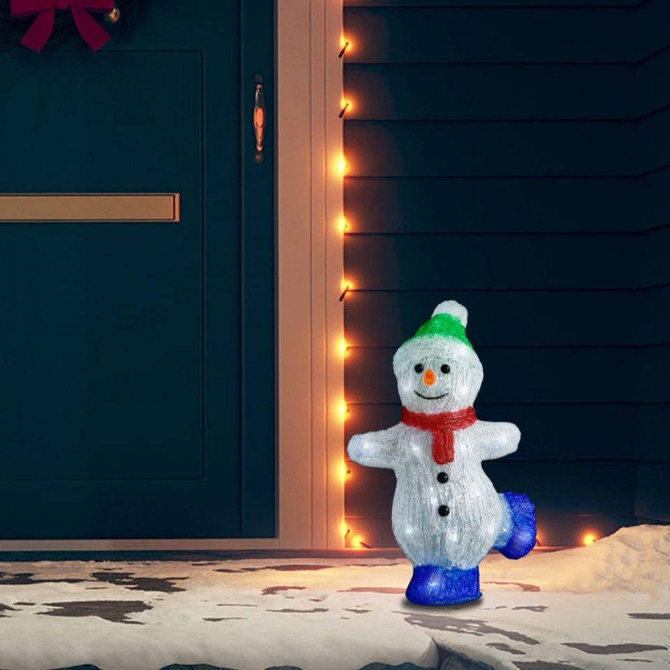 Figurină om zăpadă Crăciun LED acrilic 30cm interior/exterior 30cm