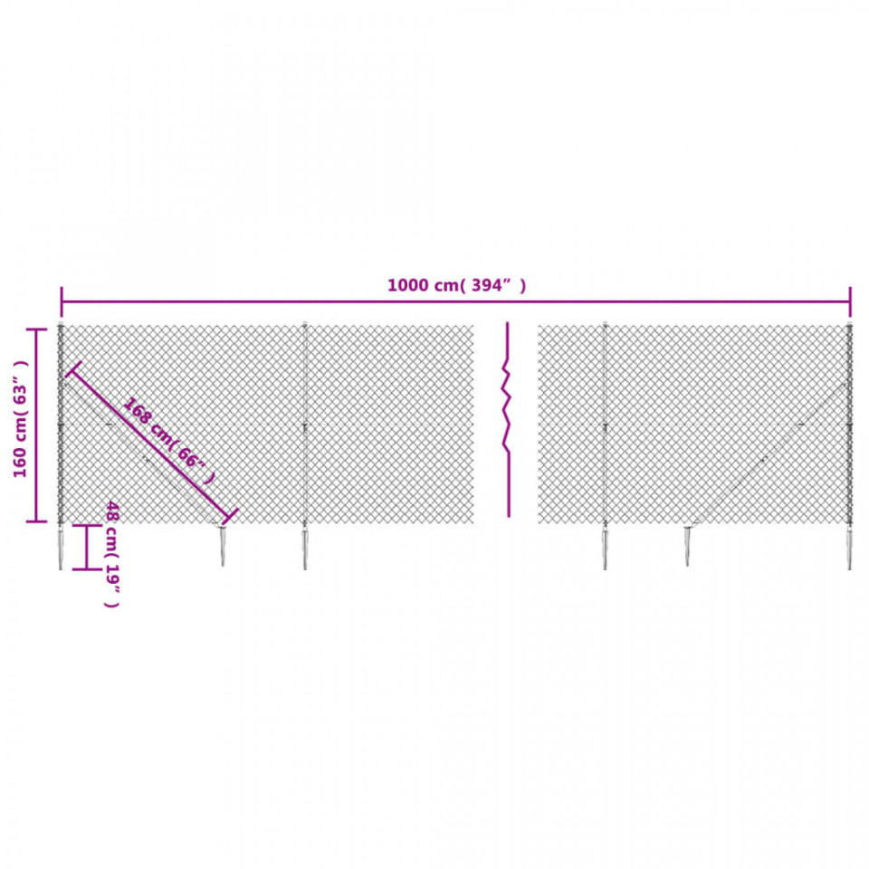 Gard plasă de sârmă cu țăruși de fixare, antracit, 1,6x10 m