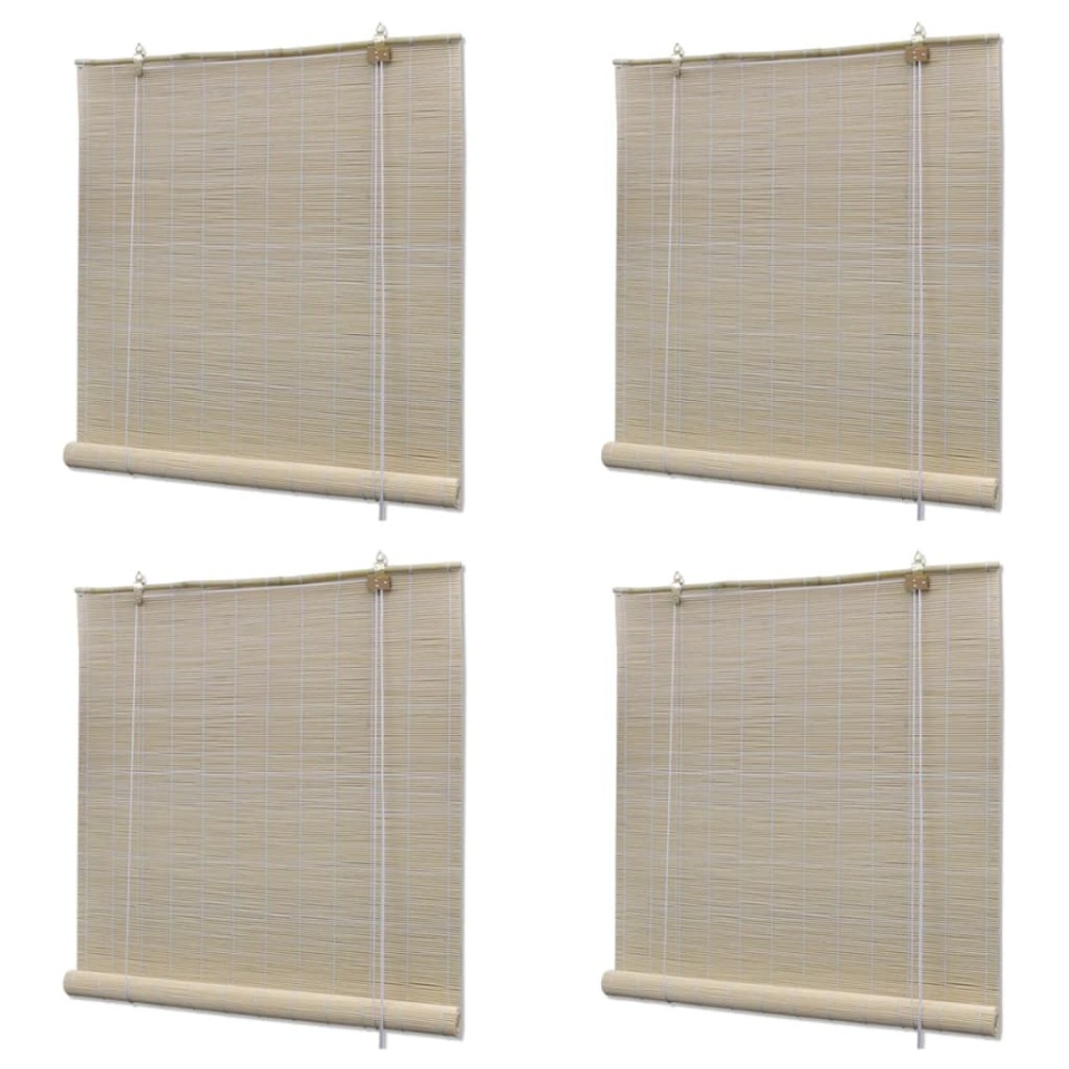 Jaluzele din bambus natural tip rulou, 4 buc., 120 x 160 cm