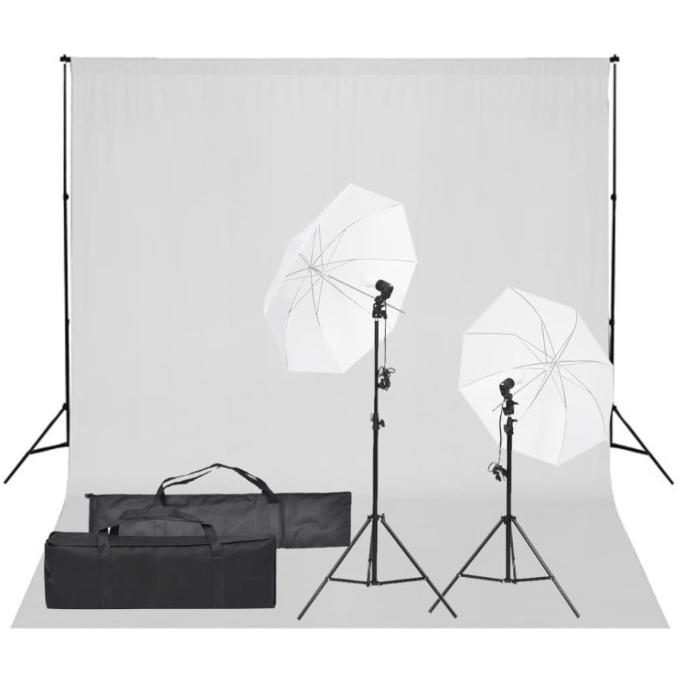 Kit studio foto cu set de lumină și fundal