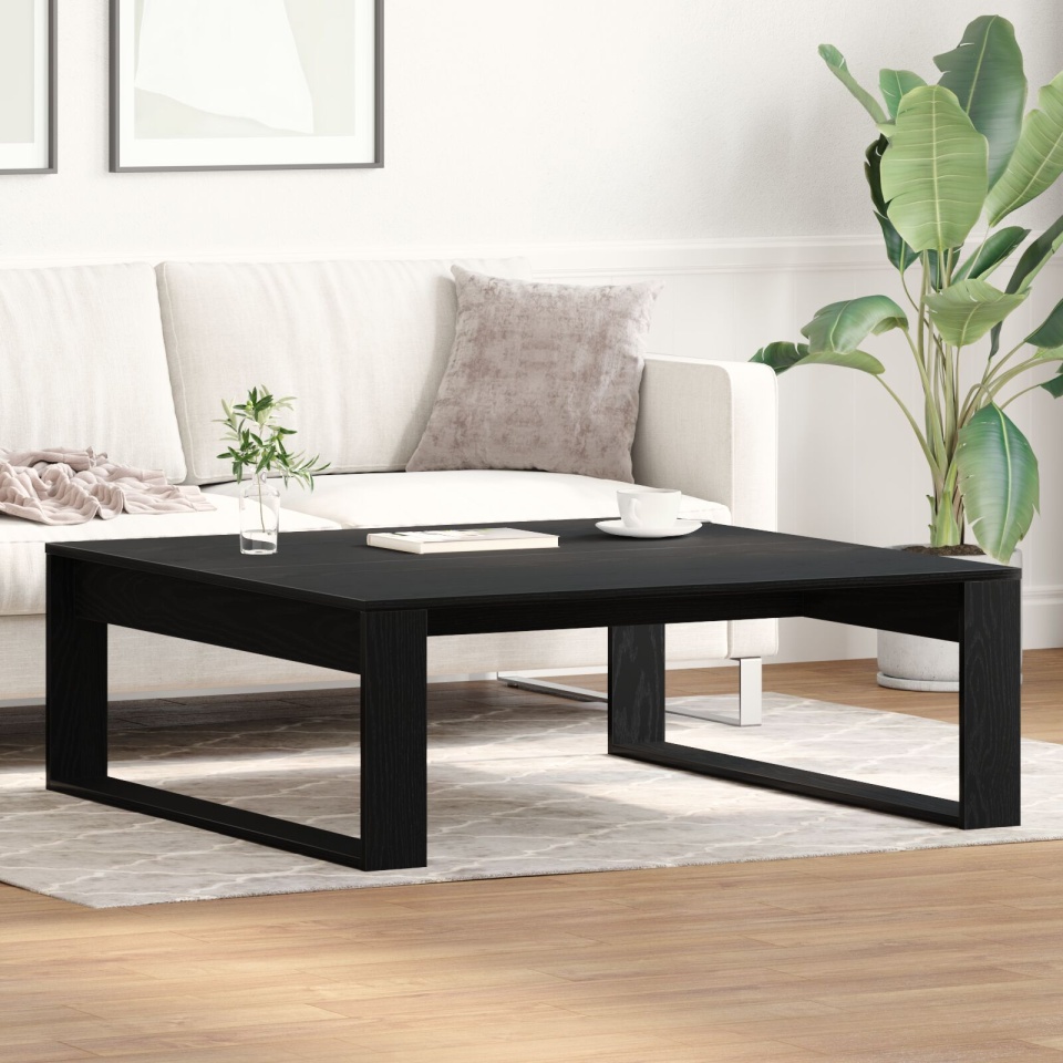 Masă de cafea Negru Stejar 100x100x35 cm Lemn prelucrat