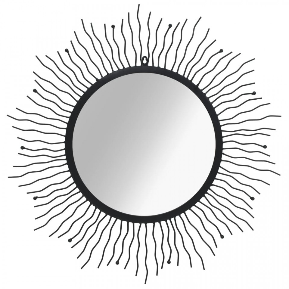 Poza Oglinda de perete, negru, 80 cm, raze de soare