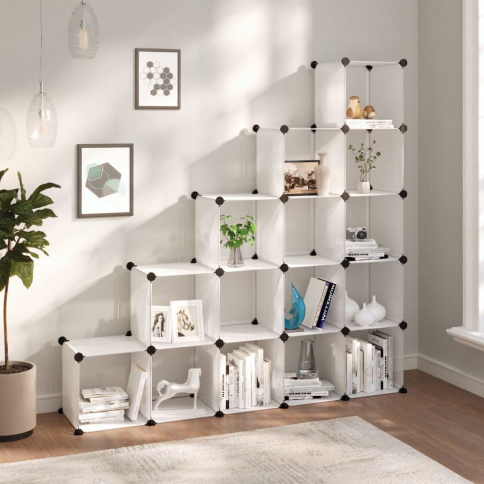 Organizator cub de depozitare, 15 cuburi, transparent, pp