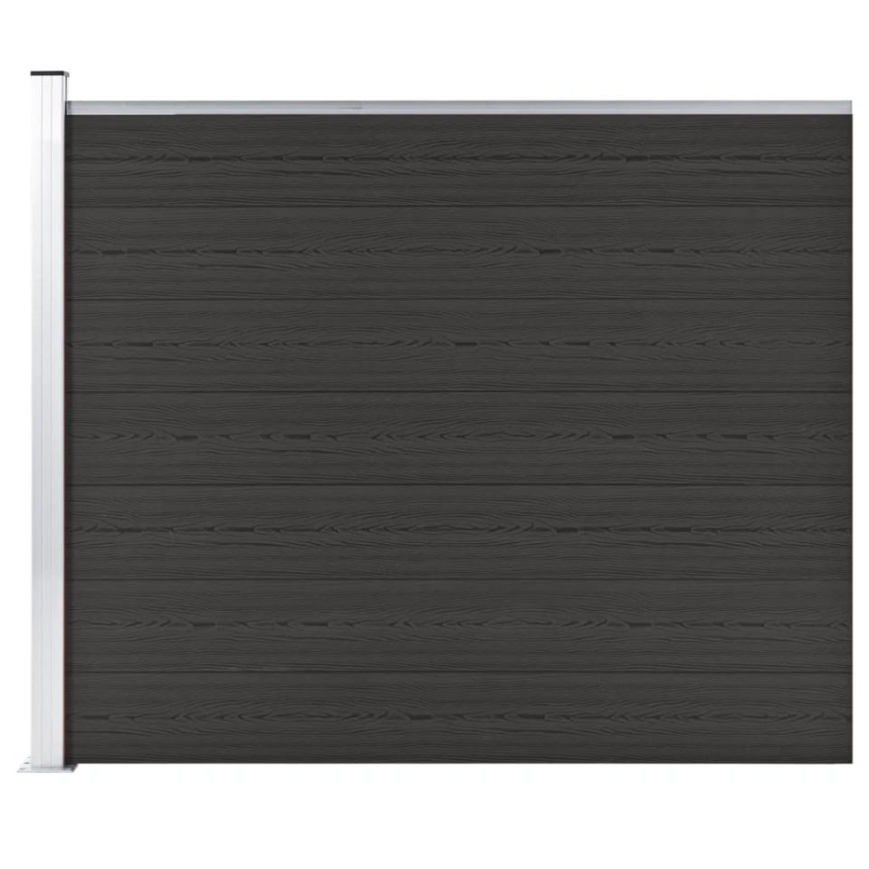 Panou de gard, negru, 175x146 cm, WPC
