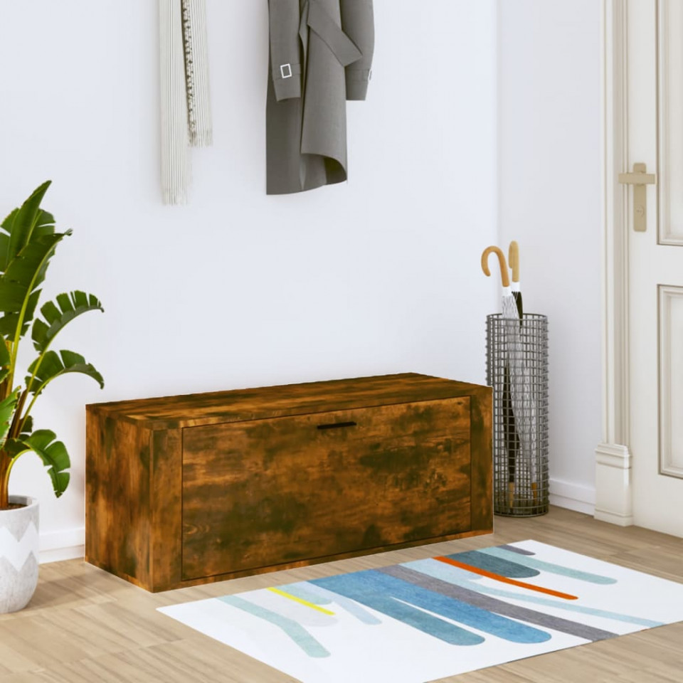 Pantofar de perete, stejar fumuriu, 100x35x38 cm lemn prelucrat