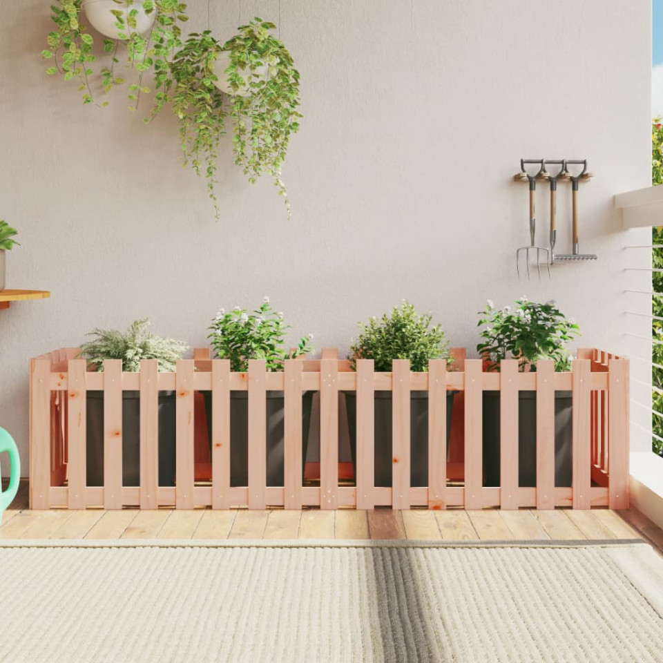 Pat înălțat grădină cu design gard 200x50x50 cm lemn douglas