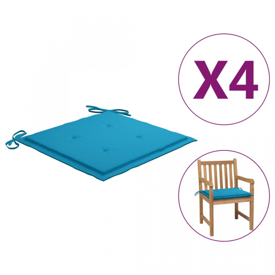 Poza Perne scaun de gradina, 4 buc., albastru, 50x50x4 cm, textil