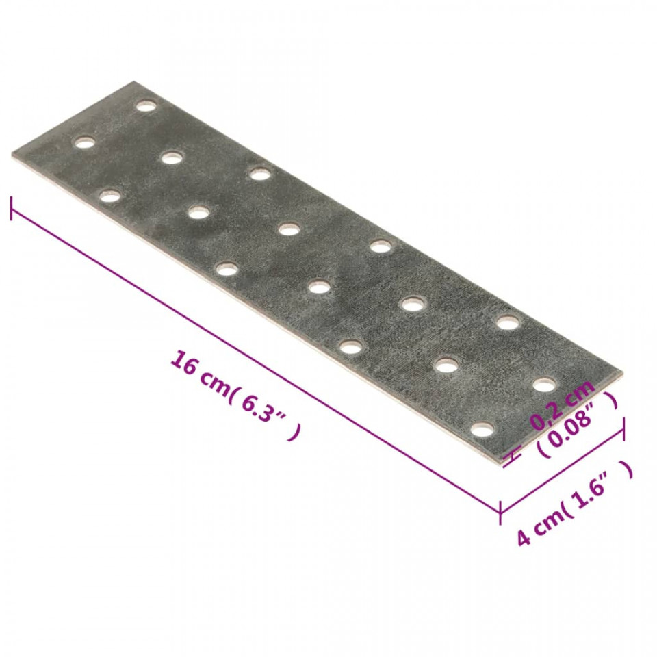 Plăci perforate, 60 buc., 2 mm, 160x40 mm, oțel galvanizat