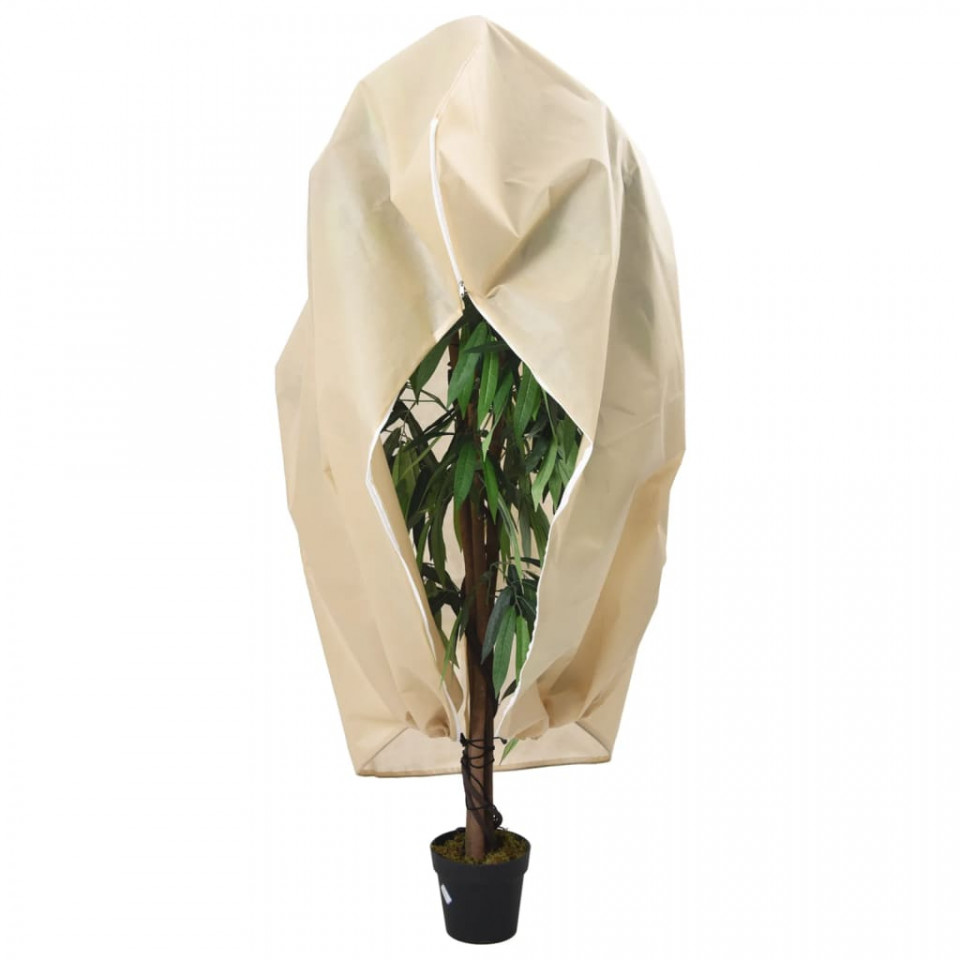 Protecție de fleece plante cu fermoar, 2 buc, 70 g/m², 1x1,55 m