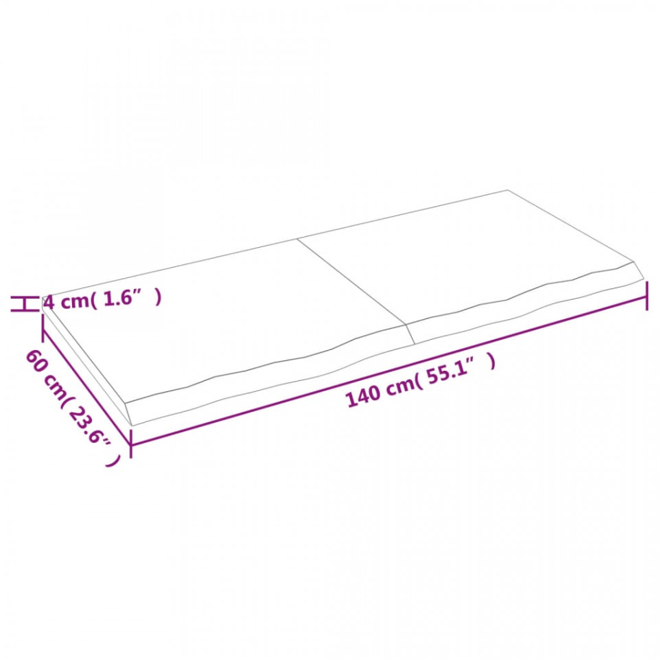 Raft de perete maro deschis 140x60x4cm lemn masiv stejar tratat