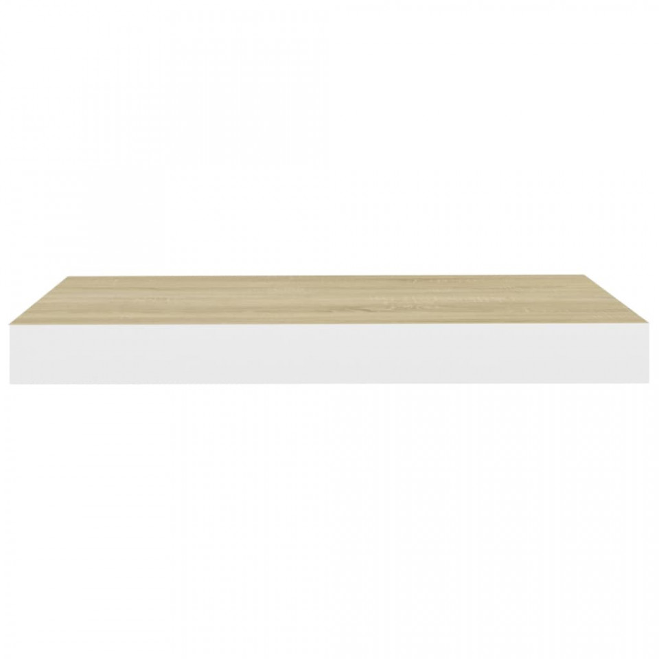 Rafturi perete suspendate 2 buc. alb/stejar 50x23x3,8cm MDF