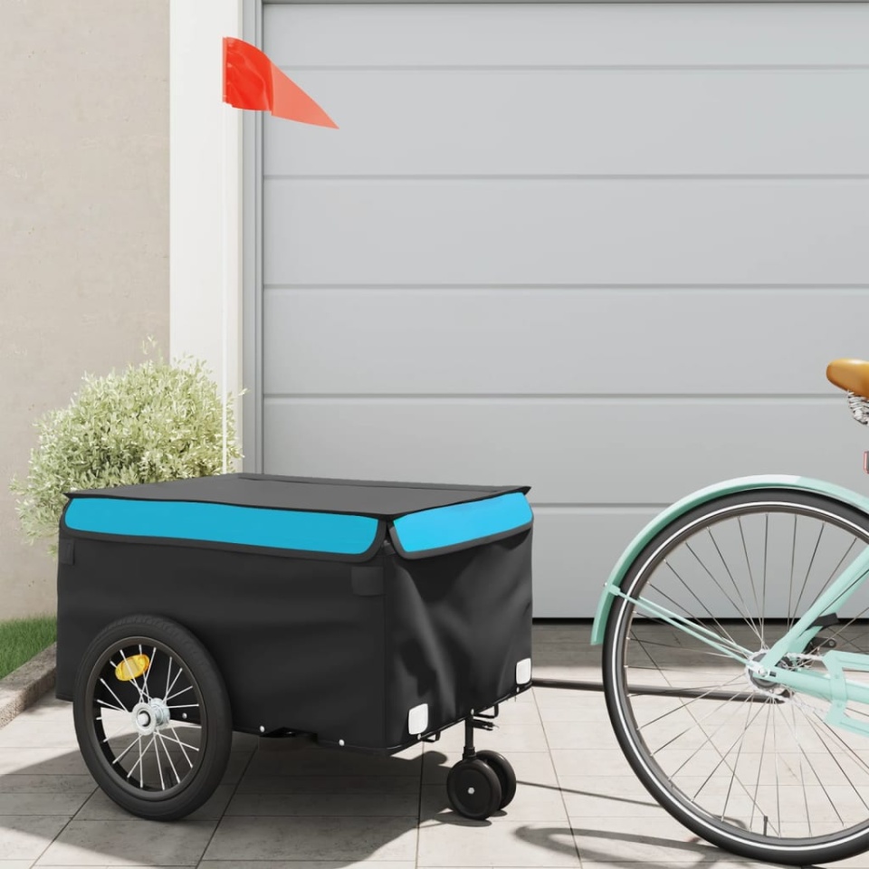 Remorcă pentru biciclete, negru și albastru, 45 kg, fier