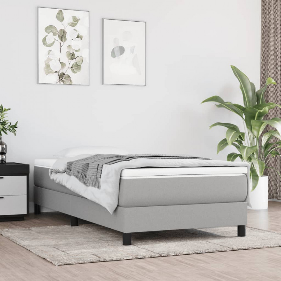 Saltea de pat cu arcuri, gri deschis, 90x200x20 cm, textil