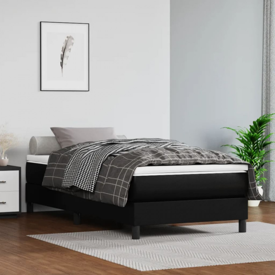 Saltea de pat cu arcuri, negru, 80x200x20 cm, piele ecologică