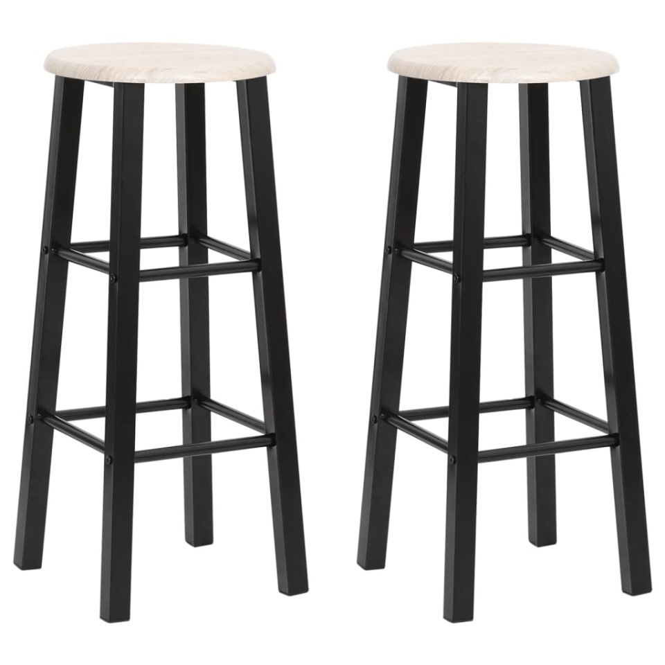 Scaune de bar, 2 buc., negru, MDF