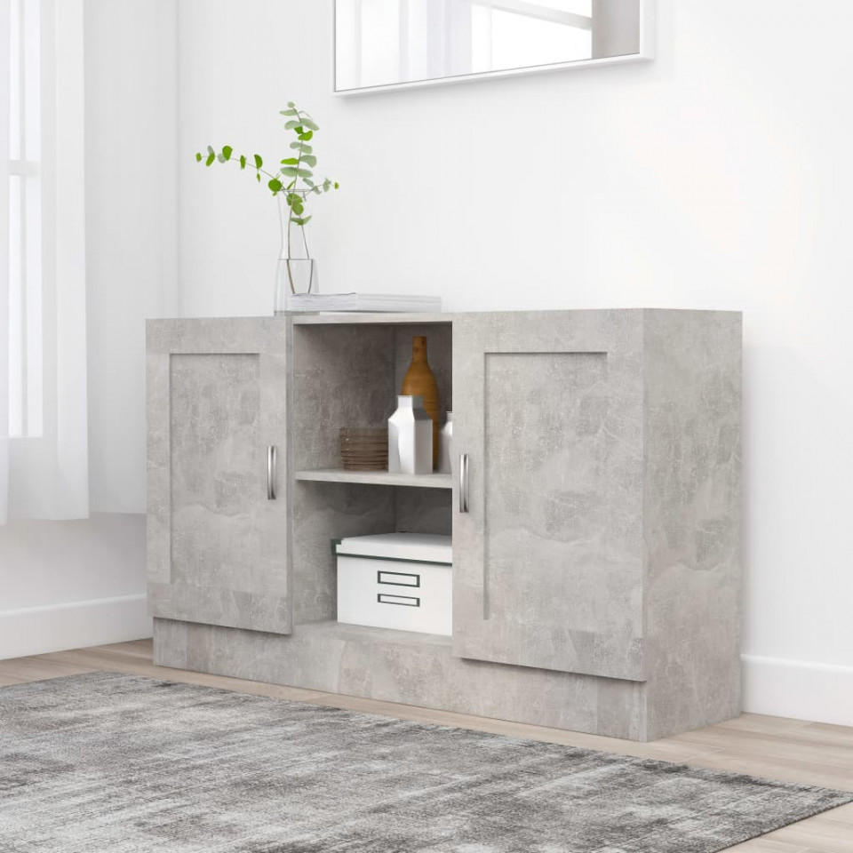 Servantă, gri beton, 120 x 30,5 x 70 cm, PAL