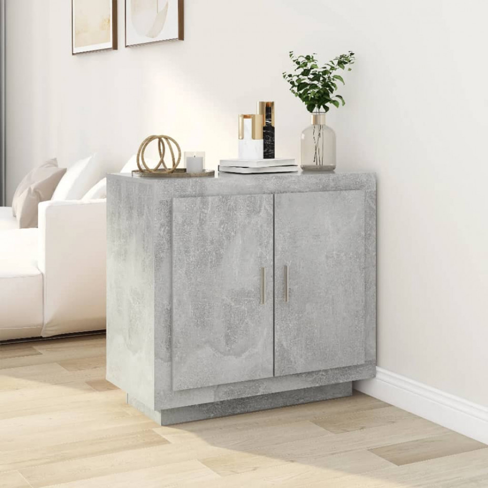 Servantă, gri beton, 80x40x75 cm, lemn compozit