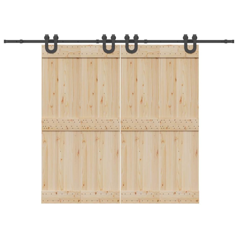 Set feronerie pentru uși glisante, negru, 200 cm, oțel