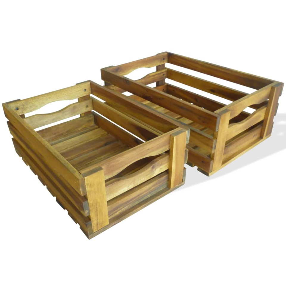 Set lăzi de mere 2 buc. Lemn masiv de salcâm