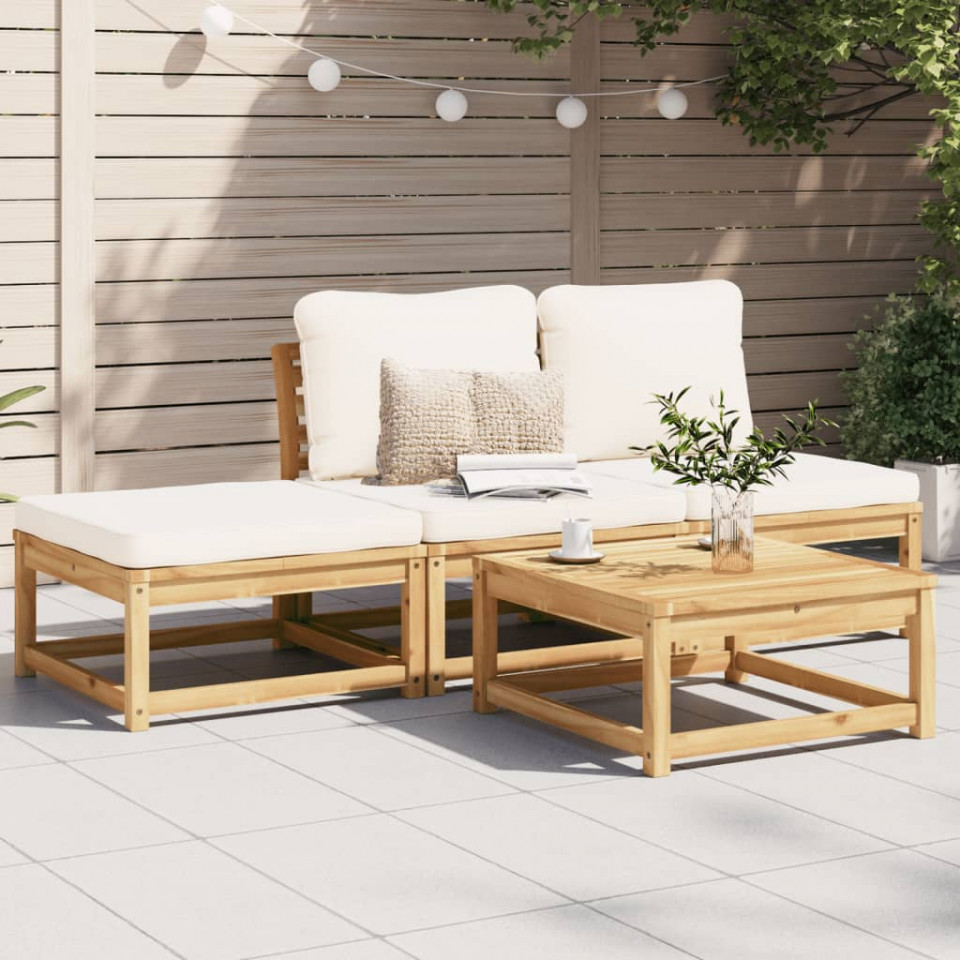 Set mobilier de grădină cu perne, 4 piese, lemn masiv de acacia