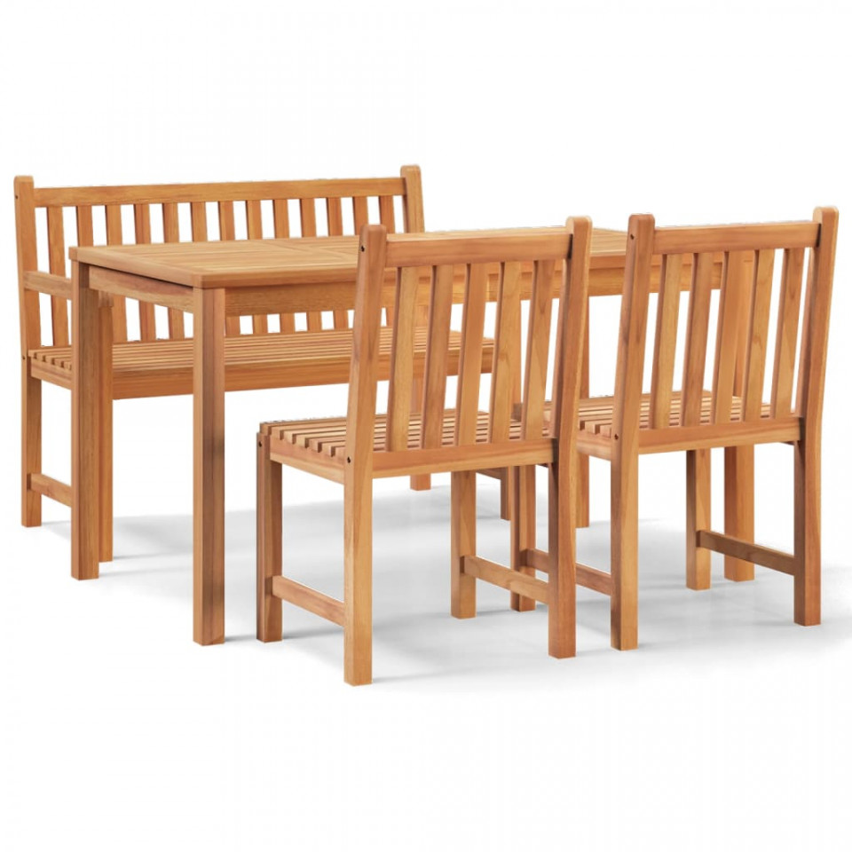 Poza Set mobilier pentru gradina, 4 piese, lemn masiv de tec