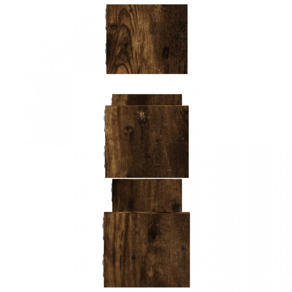Set rafturi de perete cu bare, 3 buc., stejar fumuriu, lemn