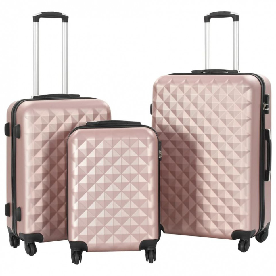 Set valiză carcasă rigidă, 3 buc., roz auriu, ABS Casa Practica