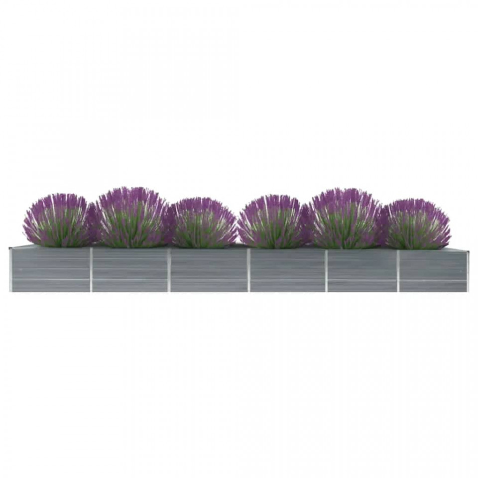 Strat înălțat grădină, gri, 480x80x45 cm, oțel galvanizat