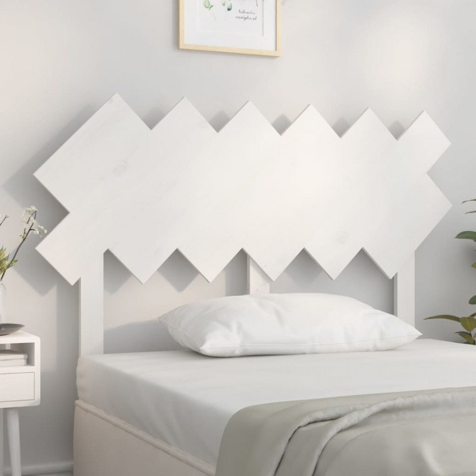 Tăblie de pat, alb, 122,5x3x80,5 cm, lemn masiv de pin (si imagine noua