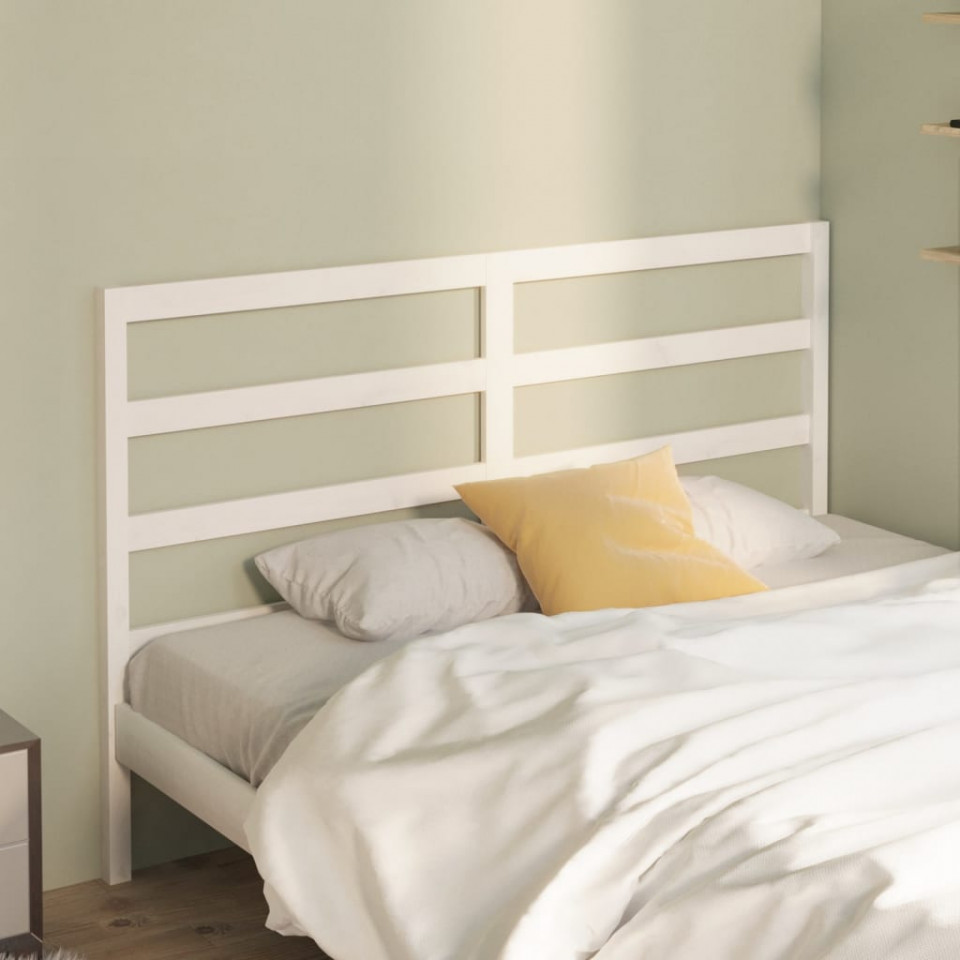Tăblie de pat, alb, 126x4x100 cm, lemn masiv de pin (si imagine noua