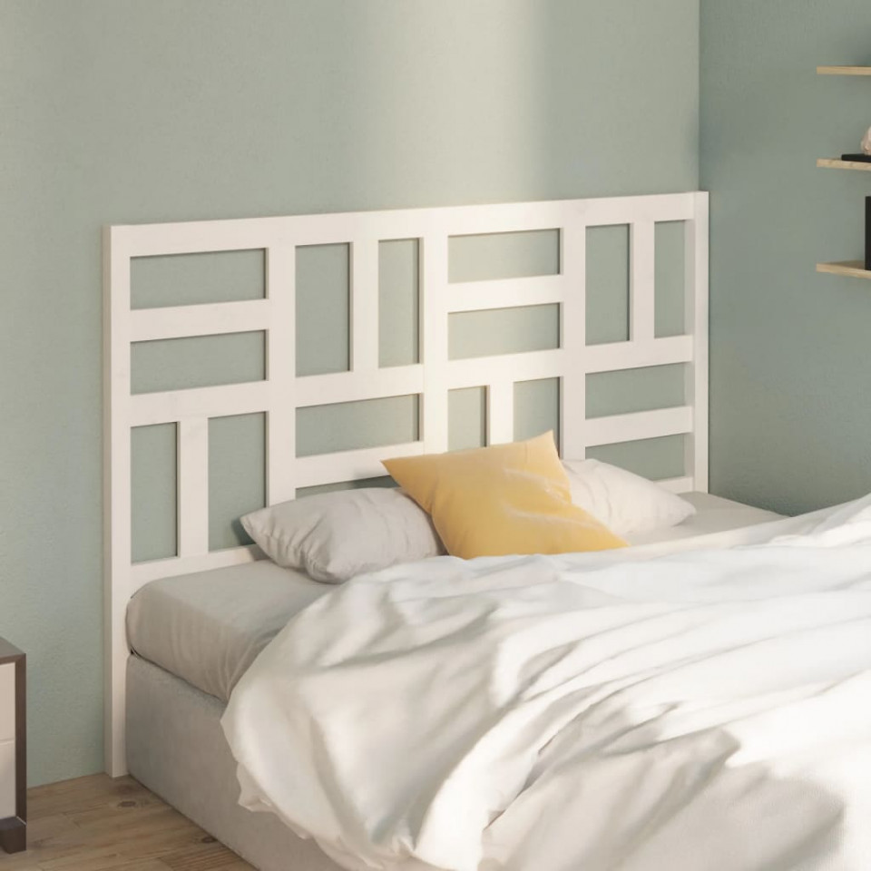 Tăblie de pat, alb, 126x4x104 cm, lemn masiv de pin (si imagine noua