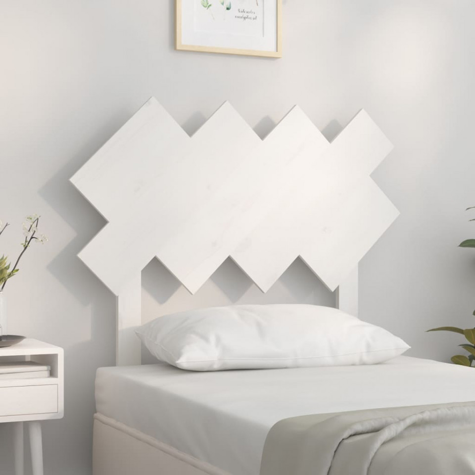 Poza Tablie de pat, alb, 92x3x81 cm, lemn masiv de pin