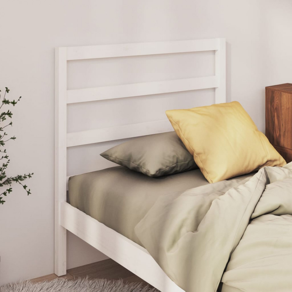 Poza Tablie de pat, alb, 96x4x100 cm, lemn masiv de pin